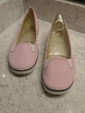 NEW CROCS Hover Pink Canvas Slip On Womens Size 10